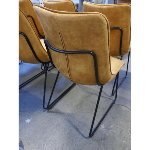 1512 - A set of six turmeric velvet dining chairs *This lot is subject to VAT