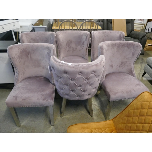 1513 - A set of pink velvet buttoned dining chairs *This lot is subject to VAT