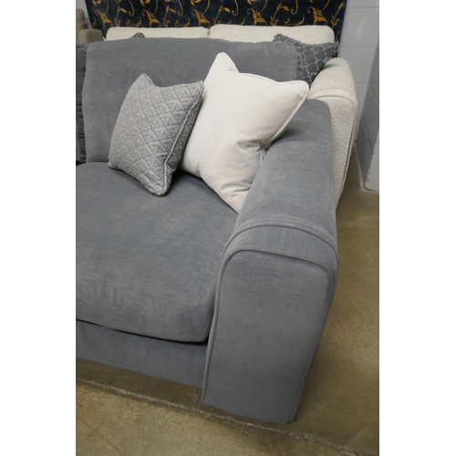 1339 - A steel blue three seater sofa and contrasting off white three seater sofa RRP £1800