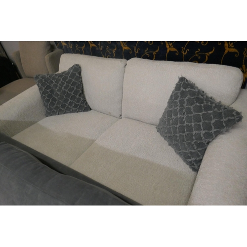 1339 - A steel blue three seater sofa and contrasting off white three seater sofa RRP £1800