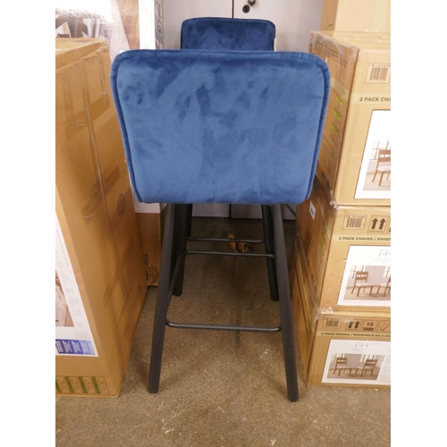 1413 - A pair of Drummon dark blue barstools