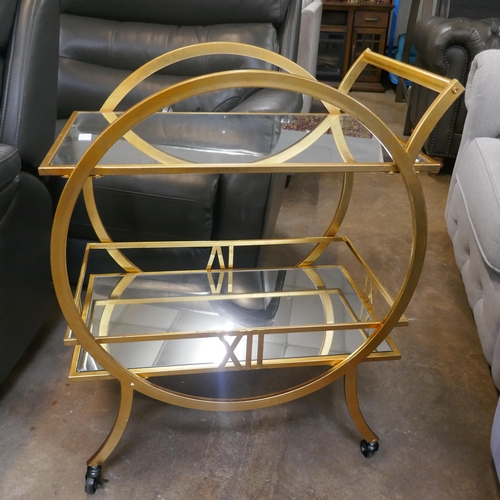 1428 - A gold Art Deco style drinks trolley