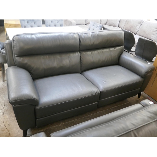 1451 - Grace Grey Leather 2.5 Seater power Recliner sofa, Original RRP £874.99 +VAT (4197-30) *This lot is ... 