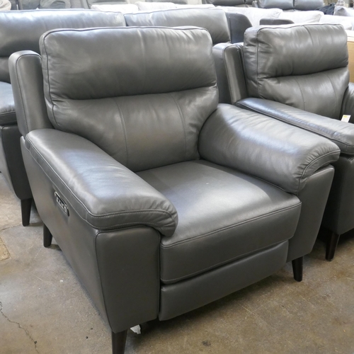1453 - Grace Grey Leather power Recliner armchair, Original RRP £516.66 +VAT (4197-49) *This lot is subject... 