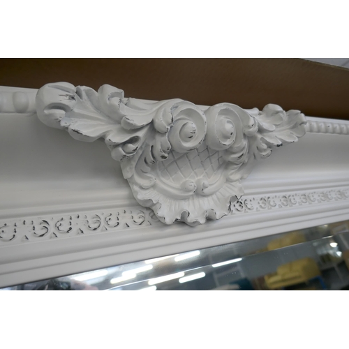 1457 - A 7ft x 4ft white antique style mirror