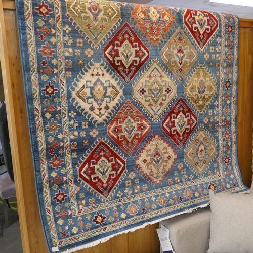 1485 - A blue full pile rug with all over medallion design, 230 x 160