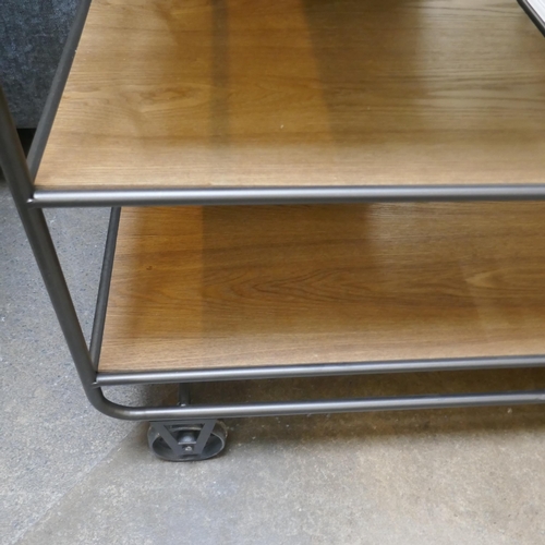 1486 - An industrial style two drawer trolley - damaged drawer front