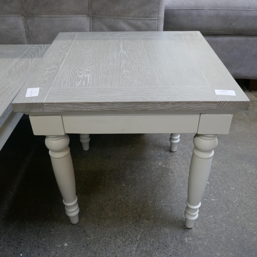 1497 - A grey oak and white lamp table *This lot is subject to VAT