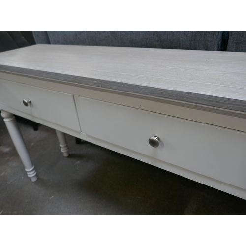 1500 - A grey oak and white console table *This lot is subject to VAT