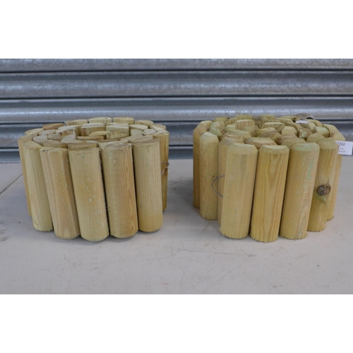 2244 - 2 Rolls of pine log roll lawn edging - height 15cm length 1.8m (per roll)