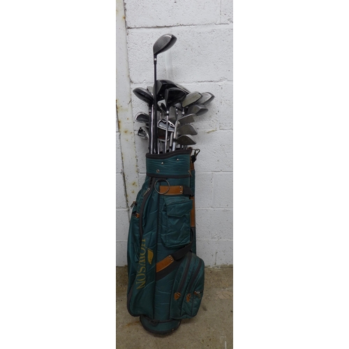 2278 - Three bags of golf clubs including Dunlop Tour and Wilson Top Elite and a Powercaddy golf cart with ... 