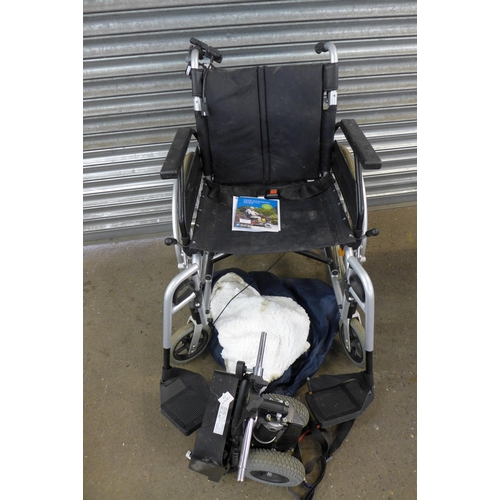 2290 - An Enigma large wheeled wheel chair with footrests and a Power Stroll S Drive power conversion kit