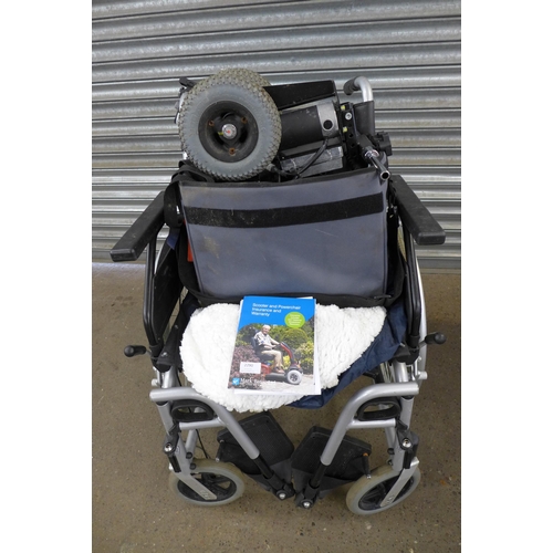 2290 - An Enigma large wheeled wheel chair with footrests and a Power Stroll S Drive power conversion kit