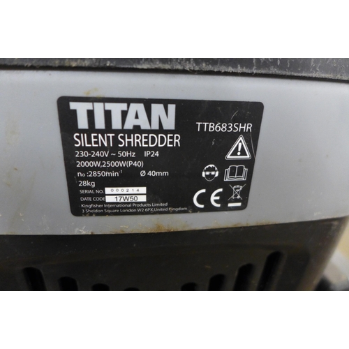 2292 - A Titan (TTB683SHR) Silent Shredder twig and leaf shredder