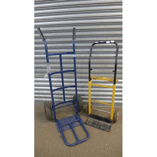 2305 - Two metal sack trollies - one multi-function and one extending bed