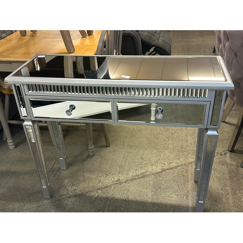 1540 - A silver mirrored two drawer console table