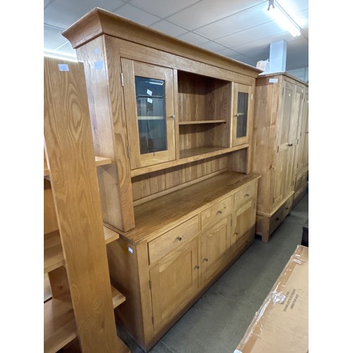 1569 - A large oak glazed dresser