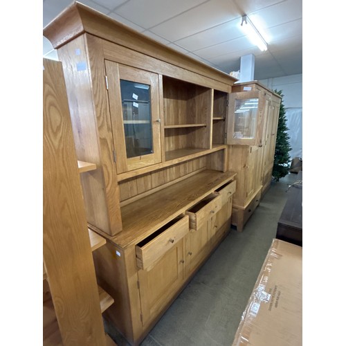 1569 - A large oak glazed dresser