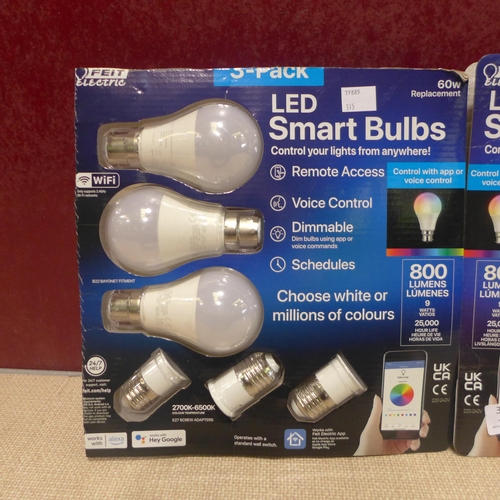 3130 - 2 Packs Of Feit Led Smart A60 Wifi Bulbs   (315-221) *This lot is subject to VAT