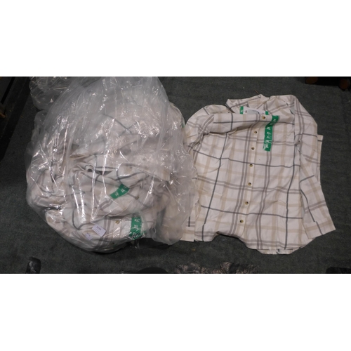 3199 - Large bag of white/grey checked Jach's women's shirts (mixed sizes) * this lot is subject to VAT