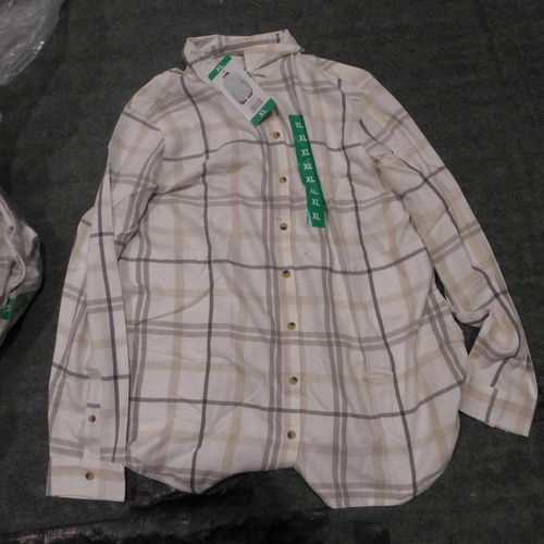 3199 - Large bag of white/grey checked Jach's women's shirts (mixed sizes) * this lot is subject to VAT