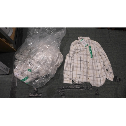 3200 - Large bag of white/grey checked Jach's women's shirts (mixed sizes) * this lot is subject to VAT