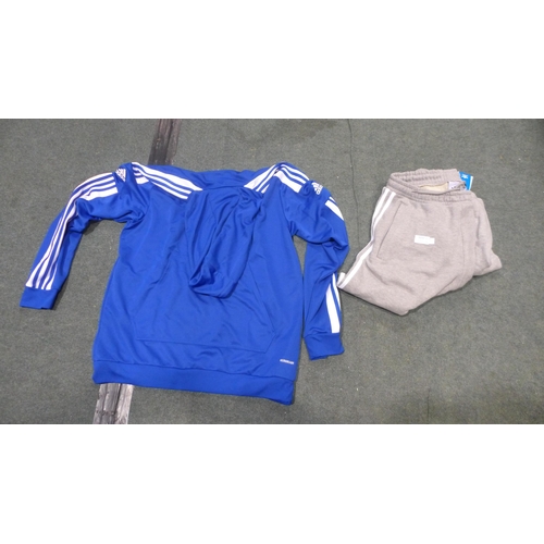 3232 - 2 Pairs of Adidas grey shorts (size medium/large) and Adidas electric blue hoody (size X Large) * th... 