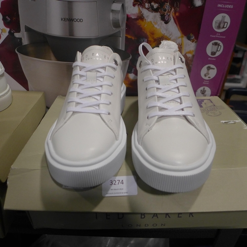 3274 - Pair of Ted Baker white Lornea magnolia flower platform trainers (size UK 3)* this lot is subject to... 