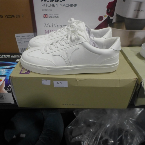 3275 - Pair of Ted Baker white Robert retro leather trainers (size UK 8)* this lot is subject to VAT