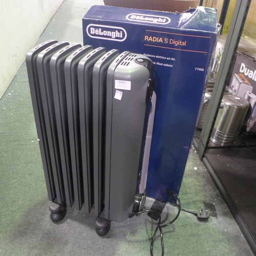 3316 - Delonghi Oil Filled Grey Radia S Radiator (315-193) *This lot is subject to VAT