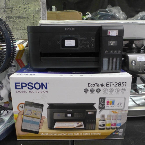 3322 - Epson Et-2851 Ink Jet Printer, Original RRP £199.99 + VAT (315-30) *This lot is subject to VAT