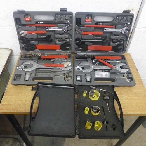 2023 - Two Power Fix spanner sets with a set of hole saws in case