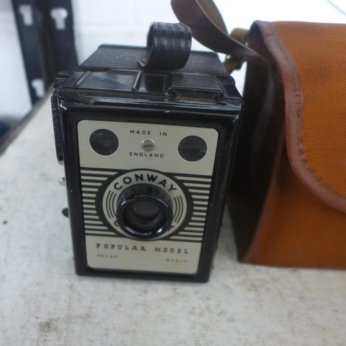 2070 - An Olympus SP-720UZ 14mp digital camera with vintage Conway Popular camera 6 x 9cm