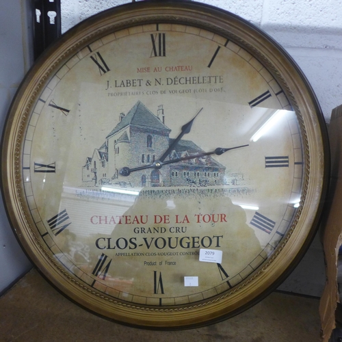 2079 - A Mise Au Chateau J. Labet & N. Déchelette large wall clock