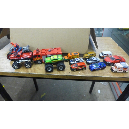 2084 - A box of approx. 50 die cast toy cars