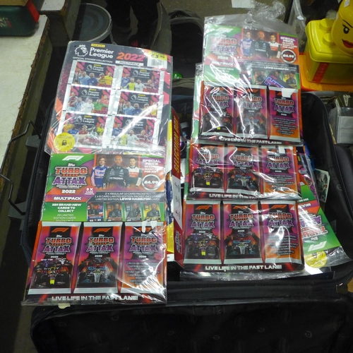 2091 - A suitcase of collectable football cards and stickers including Topps, Match Attax and Panini