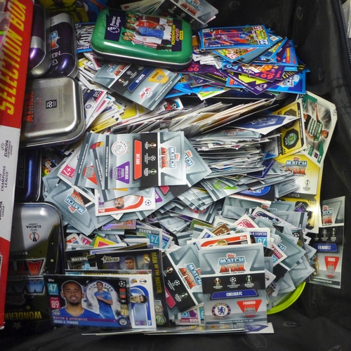 2091 - A suitcase of collectable football cards and stickers including Topps, Match Attax and Panini