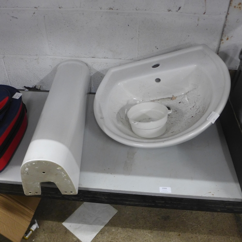 2099 - A Norton bathroom basin and pedestal - unused