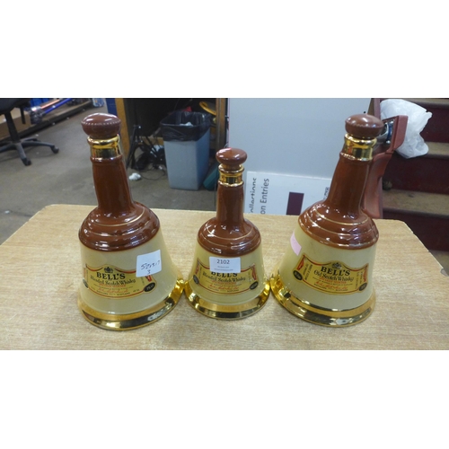 2102 - Three collectable Bell’s Scotch Whiskey bottles (empty) including a 75cl Old Scotch Whisky bottle, a... 