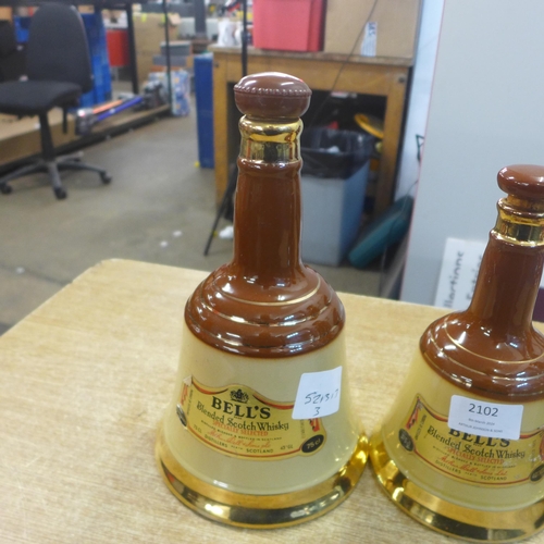 2102 - Three collectable Bell’s Scotch Whiskey bottles (empty) including a 75cl Old Scotch Whisky bottle, a... 