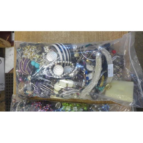 2118 - Two bags of assorted costume jewellery Approx. 5kg in total