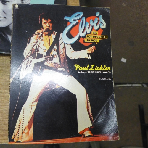 2134 - A quantity of Elvis Presley paraphernalia including books and magazines such as 'Elvis' The Official... 