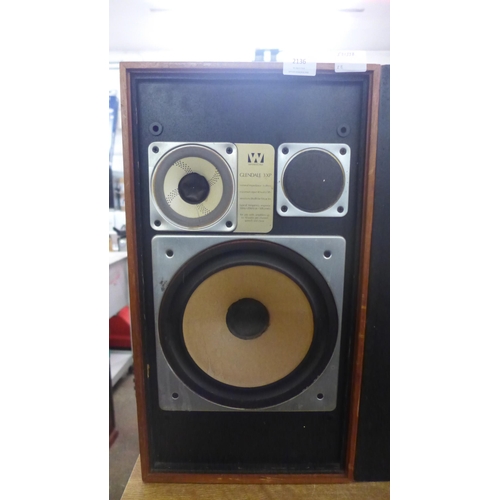 2136 - A pair of Wharfedale Glendale 3XP stereo speakers, serial no. 198134