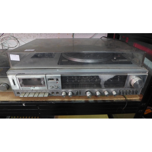 2145 - A Toshiba SM-2780 stereo music centre with turntable record player and radio cassette recorder