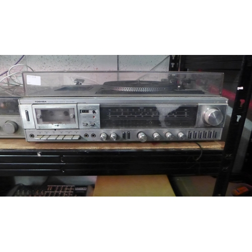 2145 - A Toshiba SM-2780 stereo music centre with turntable record player and radio cassette recorder