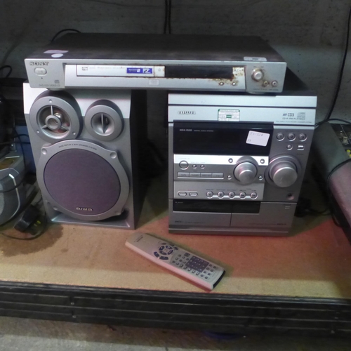 2150 - A quantity of stereo equipment including a Bush Acoustics MTT1 mini turntable, an Aiwa NSX-R20 digit... 