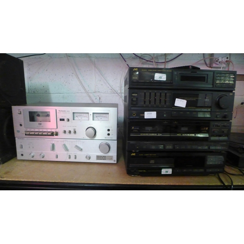 2155 - A quantity of stereo equipment including a Technics RS-M10 stereo cassette deck, a Technics SU-V303 ... 