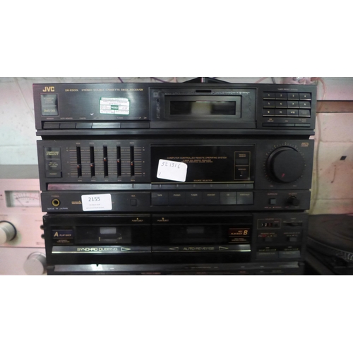 2155 - A quantity of stereo equipment including a Technics RS-M10 stereo cassette deck, a Technics SU-V303 ... 