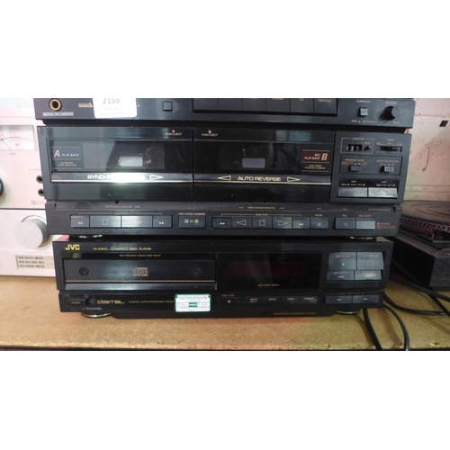 2155 - A quantity of stereo equipment including a Technics RS-M10 stereo cassette deck, a Technics SU-V303 ... 