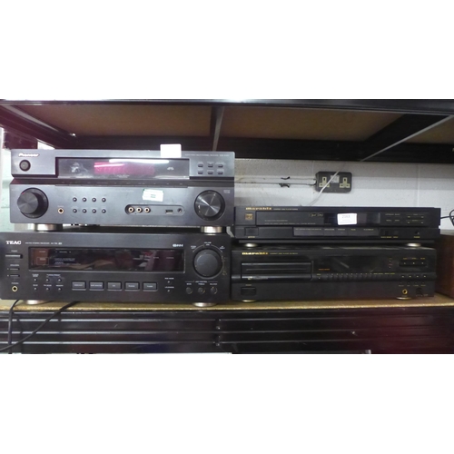 2163 - A quantity of stereo equipment including a Pioneer VSX-918V audio/video multi channel receiver, a Te... 